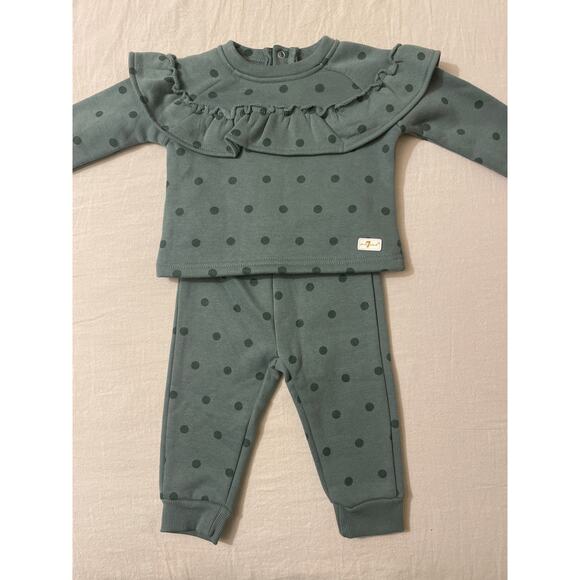 7 For All Mankind Baby 12 Months Sweat Suit 2‎ Piece Girls Pants Sweatshirt NEW - Picture 1 of 8